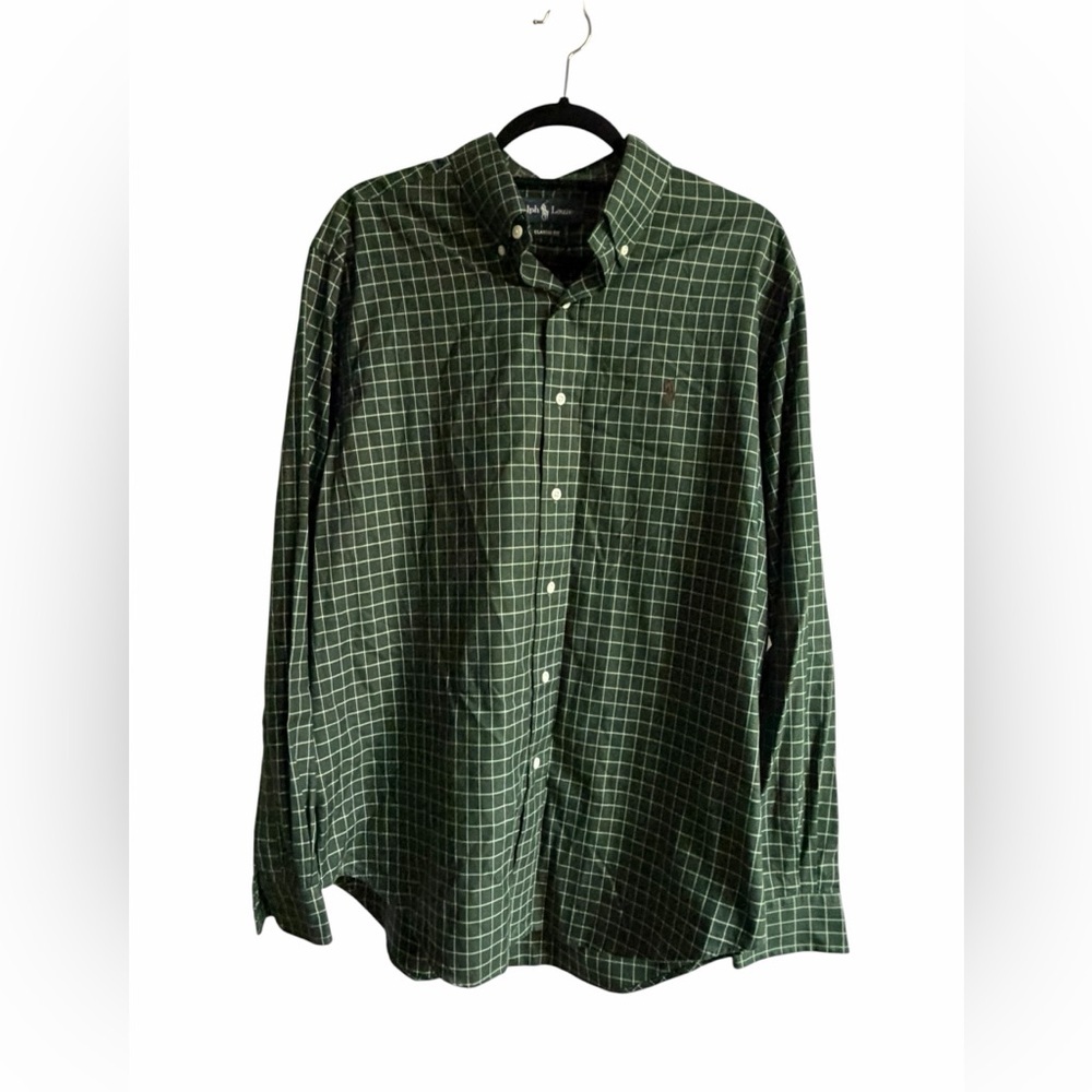 Ralph Lauren Green Plaid Button-Down Shirt NWOT Preppy Clean